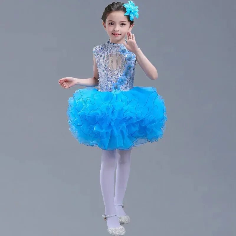 Girls Sequined Tutu Dance Dress – Princess Performance Costume for Kids - Bennys Beauty World