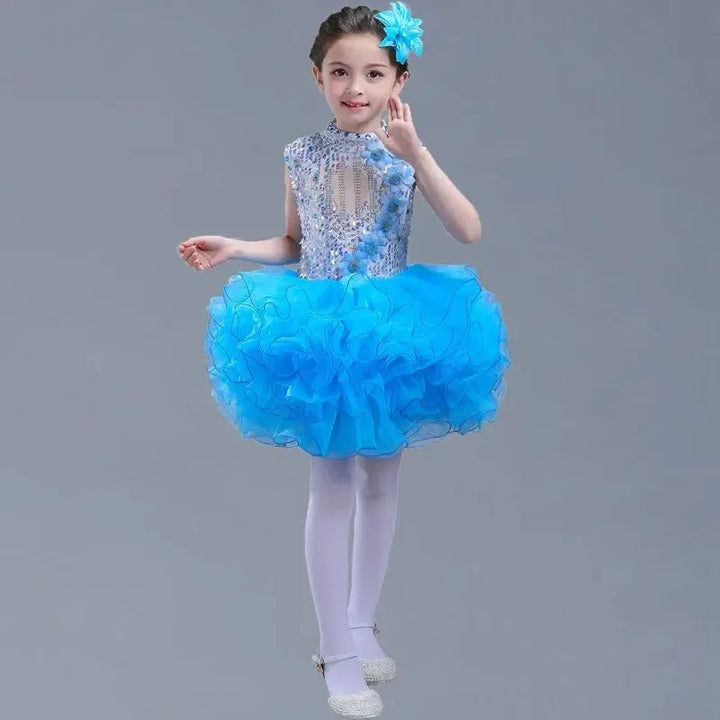 Girls Sequined Tutu Dance Dress – Princess Performance Costume for Kids - Bennys Beauty World