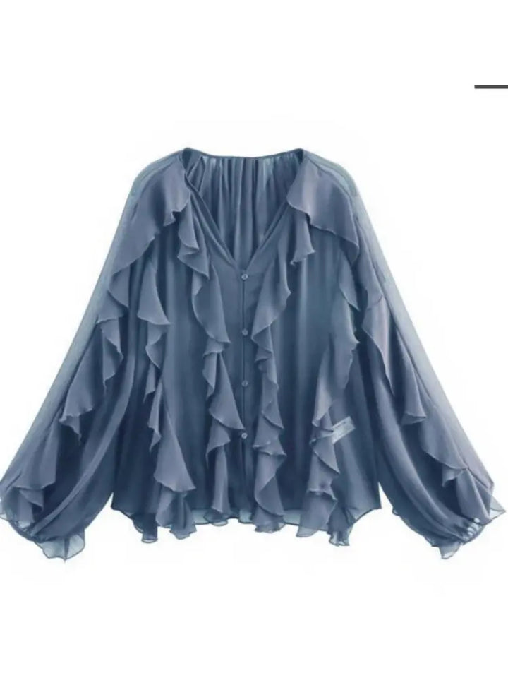 Summer Chic Women's Elegant Loose Long Sleeve Layered Shirts-Blouse-Bennys Beauty World