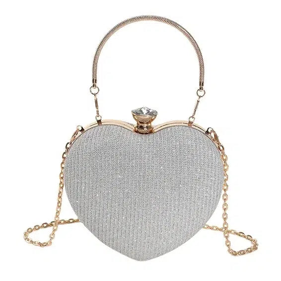 Evening Clutch Bag Women Bag Shiny Handbag Heart Shaped Bags-bag-Bennys Beauty World
