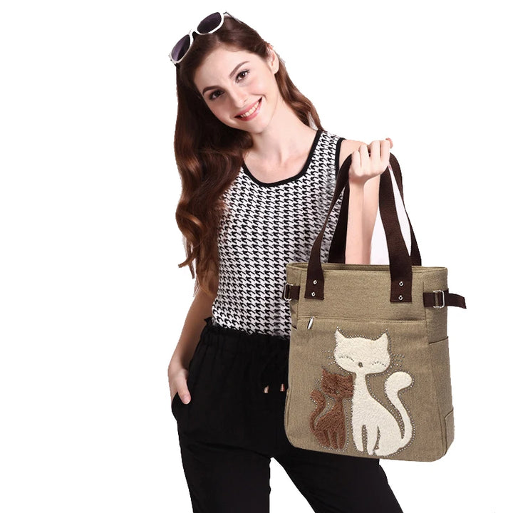 Large Capacity Vintage Shoulder Bag with Zipper