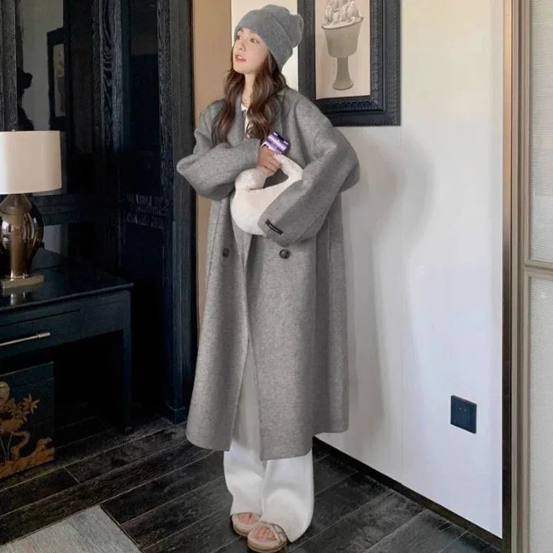 Winter Korean Style Women’s Mid-Long Woolen Coat