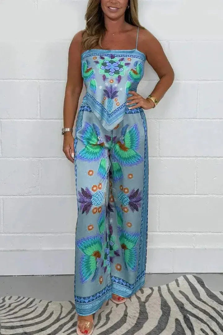 Owner Girl Women's 2-Piece Printed Trousers Set – Summer Casual Outfit-Outfit Set-Bennys Beauty World