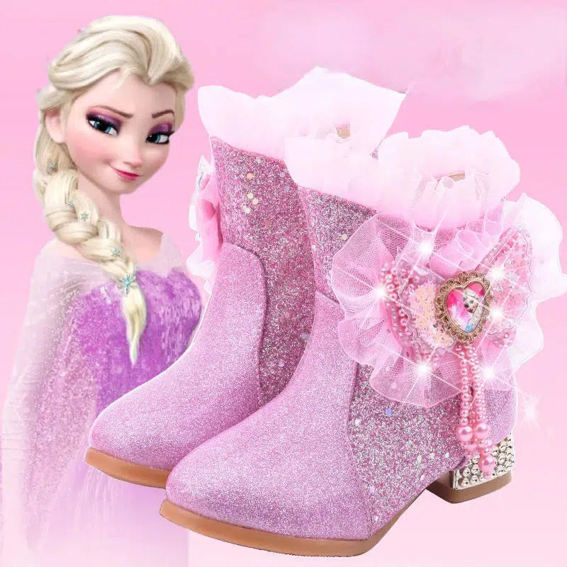 Princess Ankle Boots Plus Velvet Cotton Boots For Children-Shoes-Bennys Beauty World