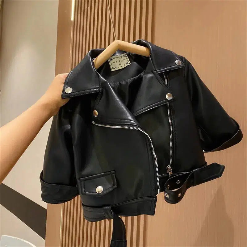 Boys Leather Jackets Zipper Fly Coats