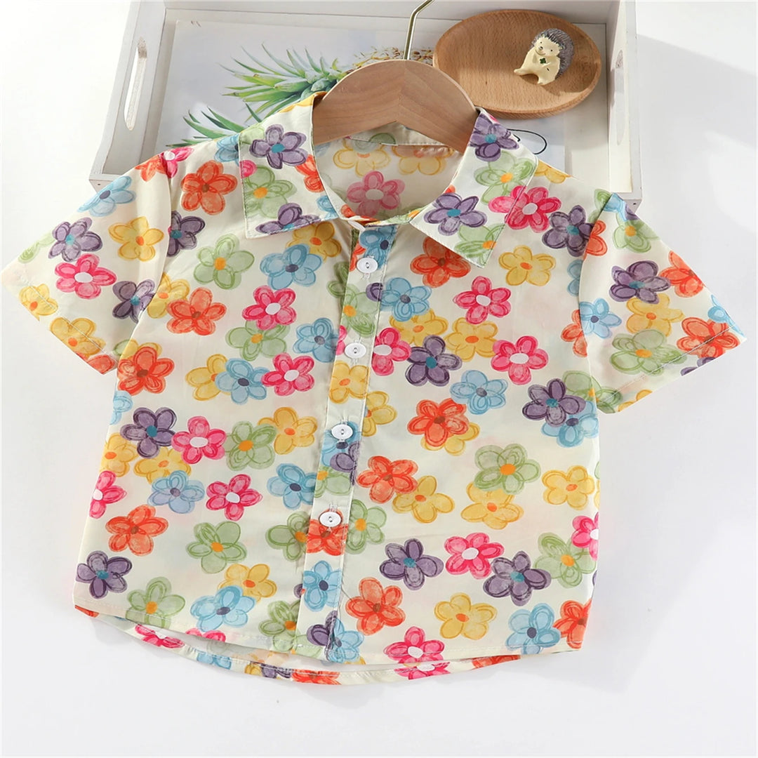 Boys Colorful Splash Ink Print Short Sleeve Shirt | Kids Casual Summer Top