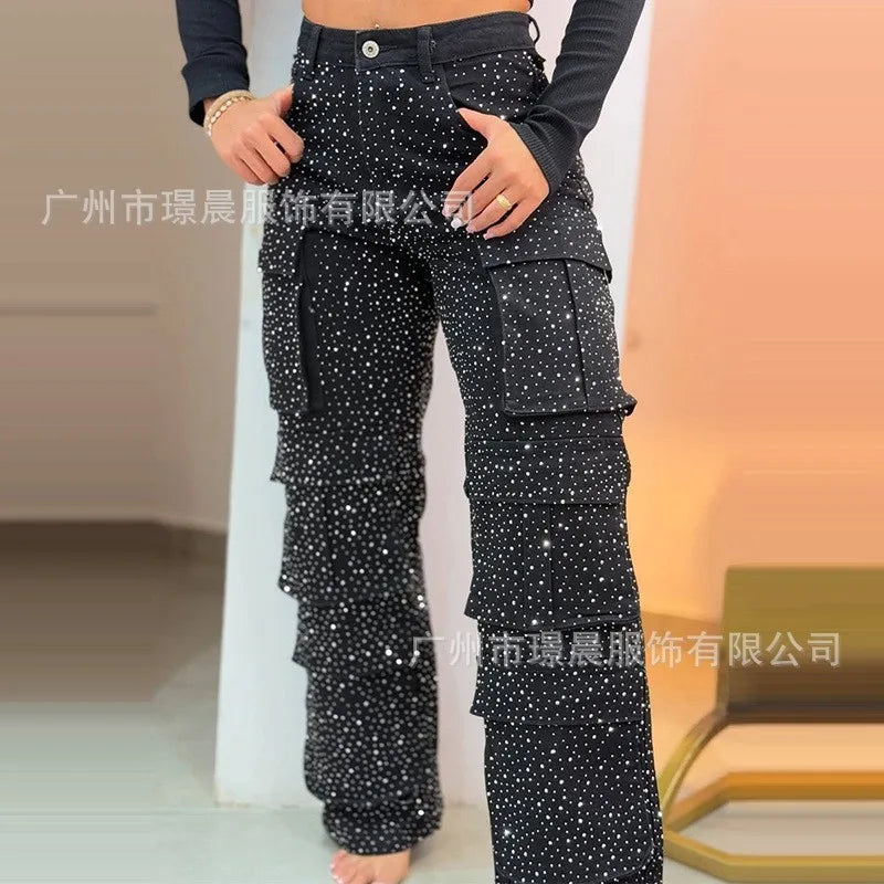 Women's High Waist Jeans Denim Casual Pants