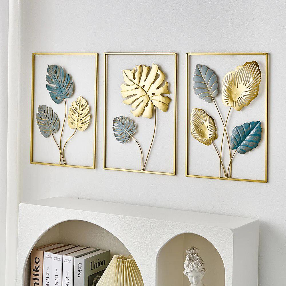 Nordic Home Wall Decor Wall Accessories Macrame Metal Wall Decor Modern Living Room Gold Ginkgo Leaf Wall Decor Wall Ledge Gift-Arlik interiors