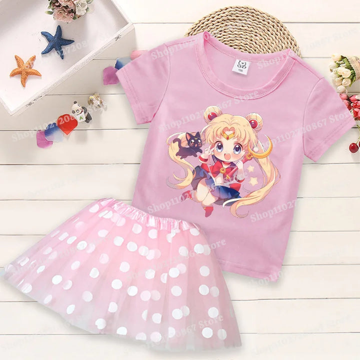 Summer Kids Girls Clothes Little Pony T-Shirt+Tutu Skirt 2pcs Clothing Sets