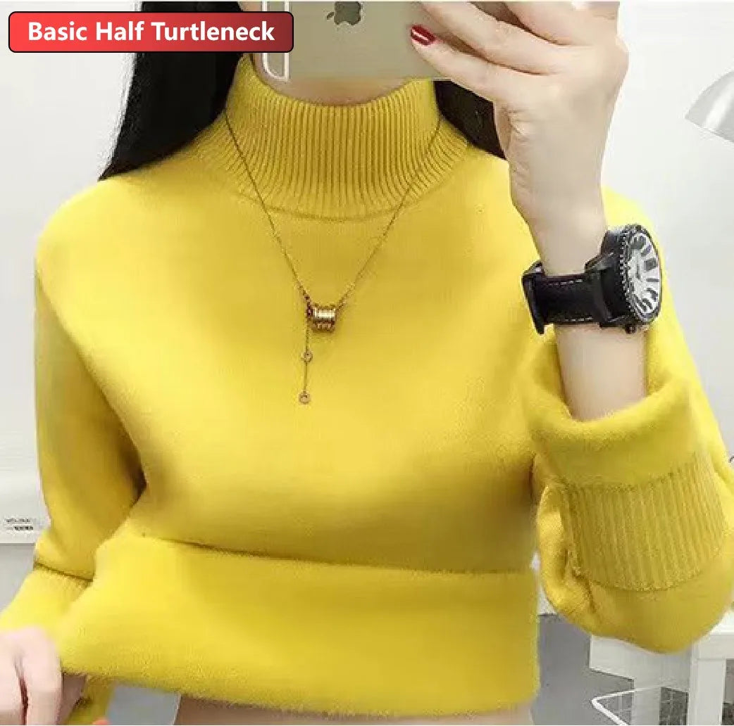 Women’s Turtleneck Velvet-Lined Winter Sweater