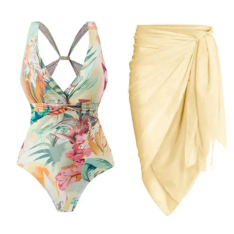 Women Bikini Set Floral Printed Ruffle Bikinis-Swimwear-Bennys Beauty World