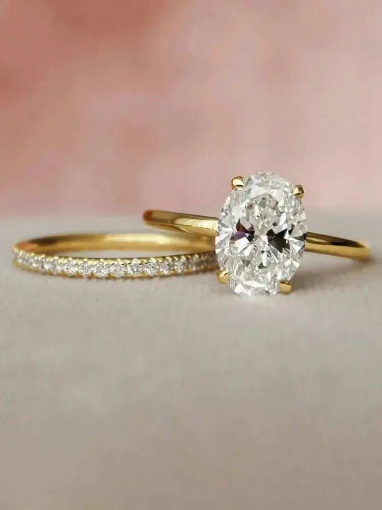 925 Sterling Silver Oval Zircon Stackable Ring - Bennys Beauty World