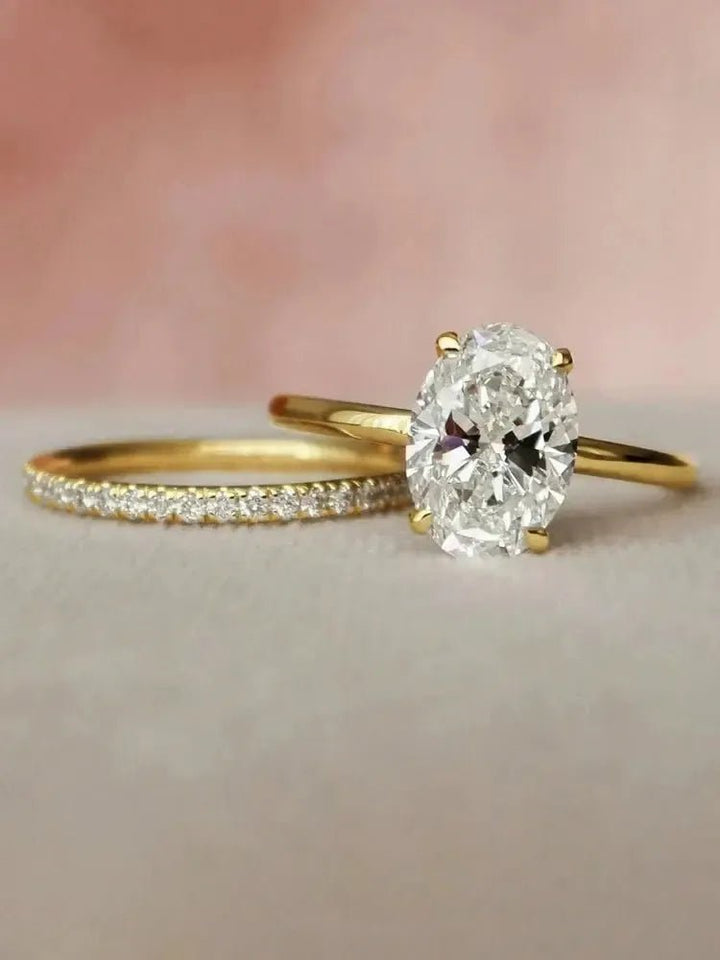 925 Sterling Silver Oval Zircon Stackable Ring - Bennys Beauty World