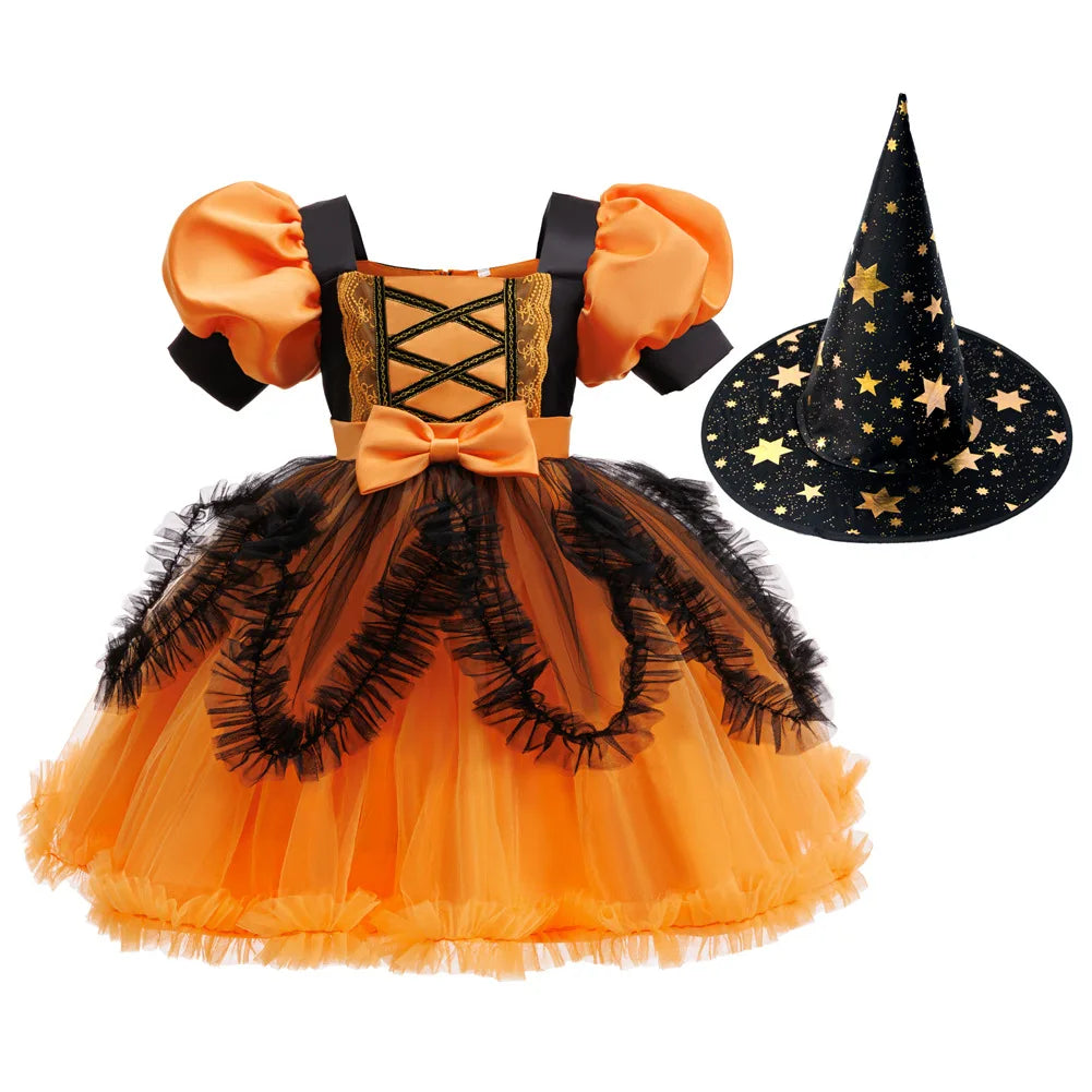 Halloween costume girls cosplay dress + pumpkin full set