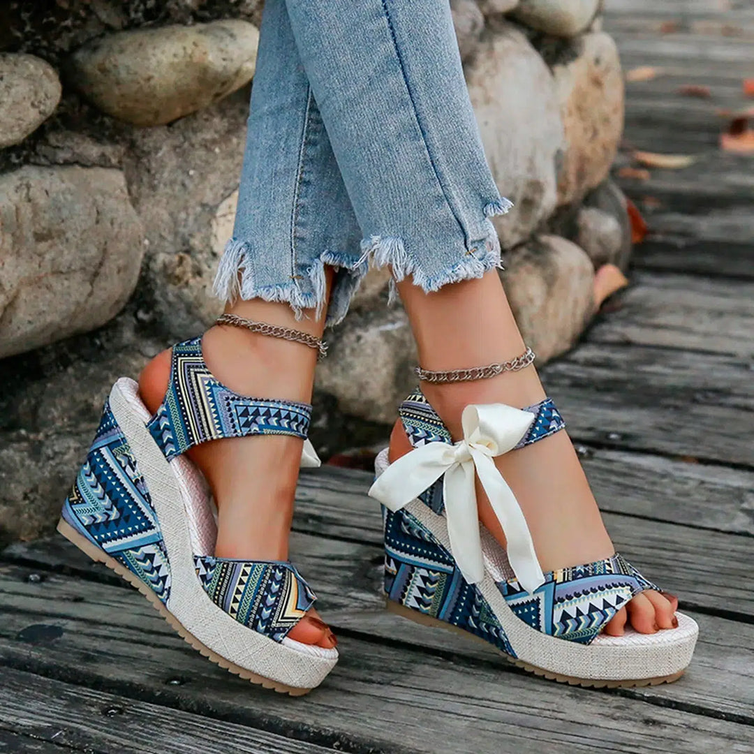 Ladies Summer Floral Wedge Sandals