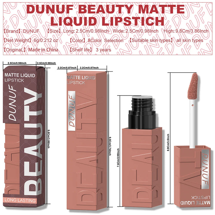 DUNUF Matte Velvet Lipstick – Long-Lasting, Waterproof &amp; Non-Transfer
