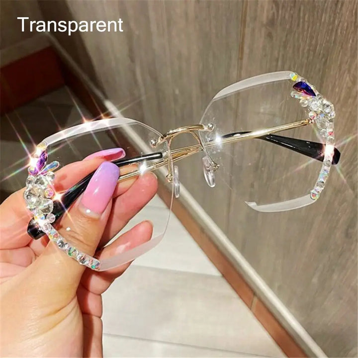 Rimless Rhinestone Sunglasses | UV400 Gradient Luxury Eyewear
