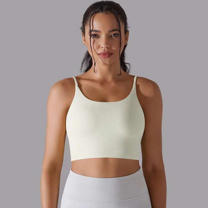 Women Solid Double Sided Nylon Bras Knitting High Elastic Tank Tops-crop top-Bennys Beauty World