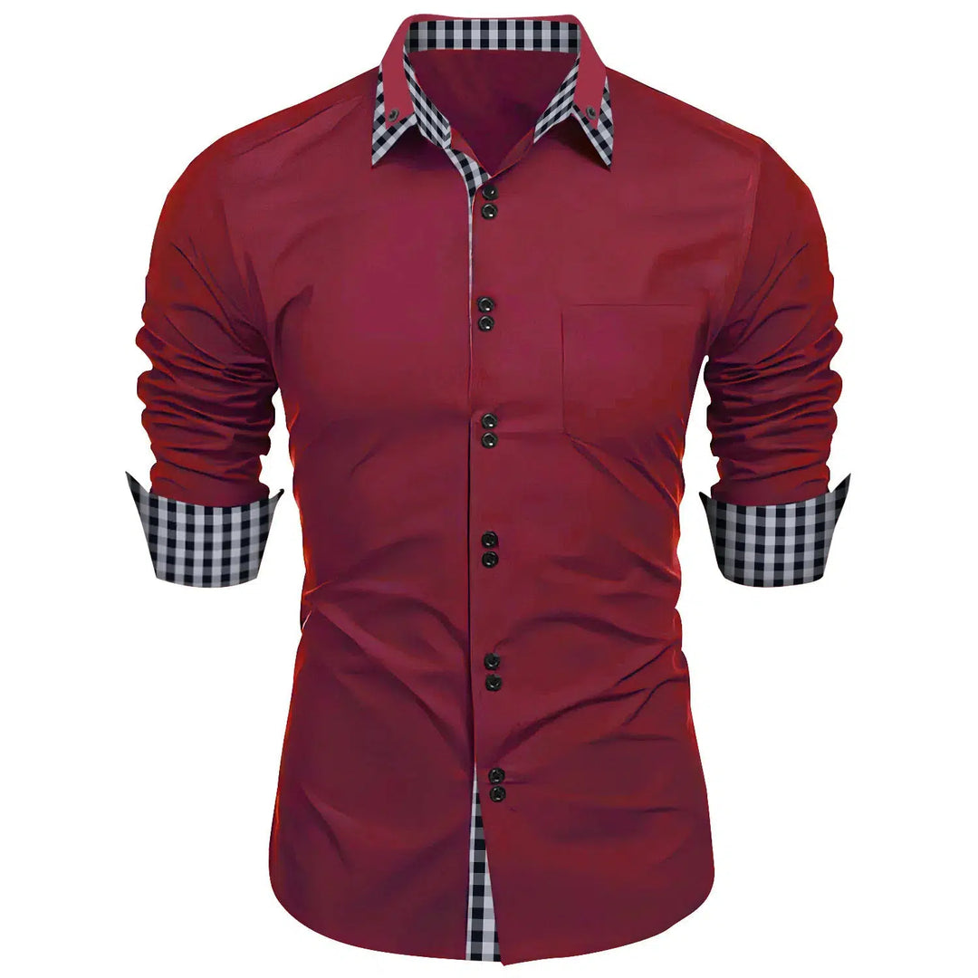 Cross-border new fashion trend men's spring autumn men's plaid shirt-Shirts-Bennys Beauty World