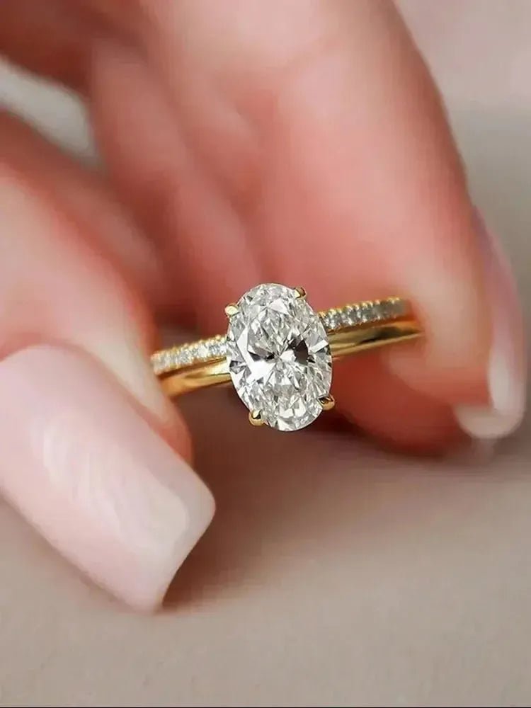 925 Sterling Silver Oval Zircon Stackable Ring - Bennys Beauty World