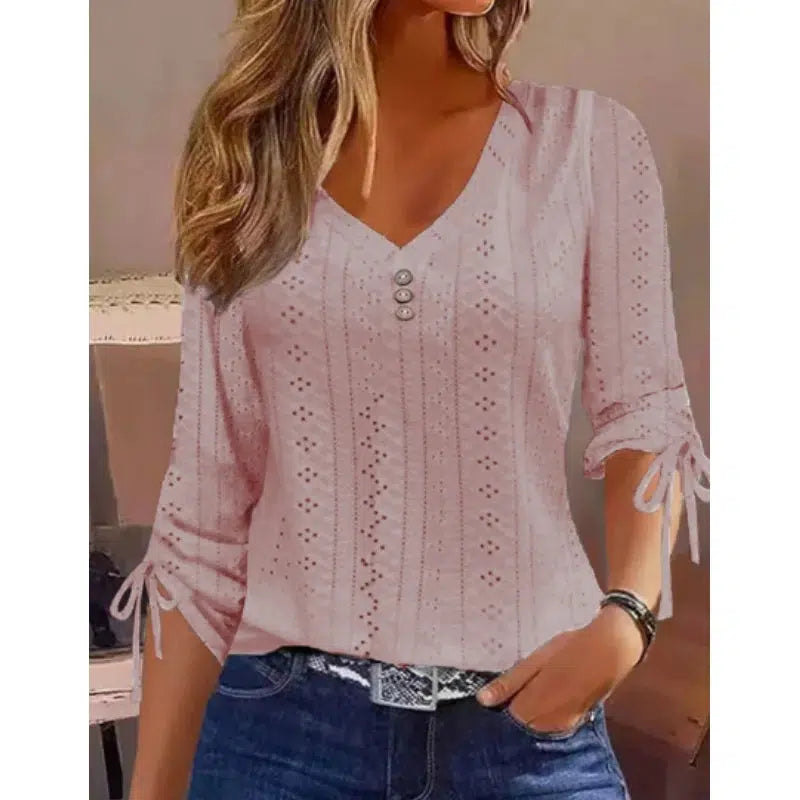 Women's Long Sleeve V-Neck Tops