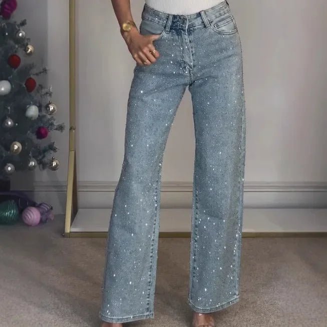 Jeans for Women Straight Diamonds Pants - Bennys Beauty World