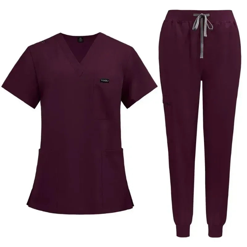 Women's Medical Scrub Set – V-Neck Clinical Uniform with Pockets-Scrubs-Bennys Beauty World