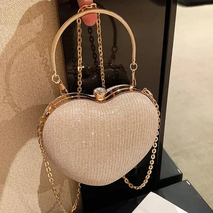 Evening Clutch Bag Women Bag Shiny Handbag Heart Shaped Bags-bag-Bennys Beauty World