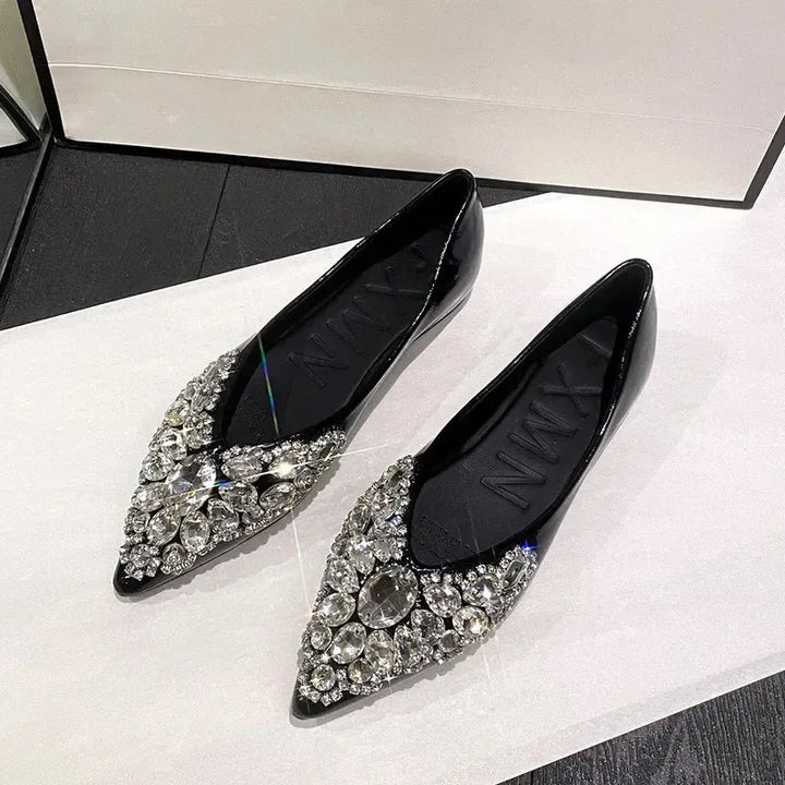 Crystal Rhinestone Pointed - Toe Flats - Bennys Beauty World