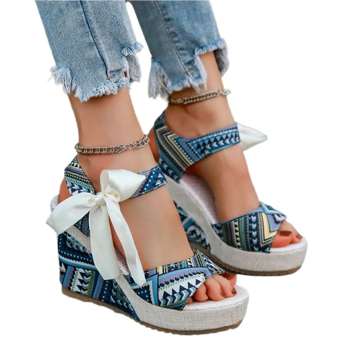 Ladies Summer Floral Wedge Sandals