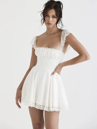 Summer Elegant White Lace Strap Mini Dress For Women