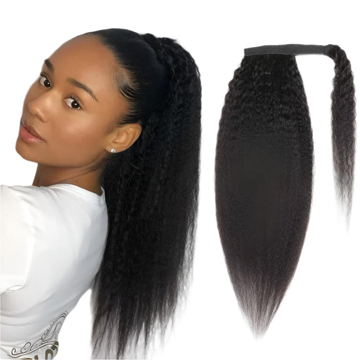 Kinky Straight Ponytail Human Hair Extension