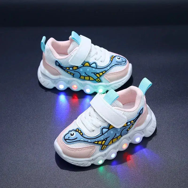 LED Kids Cartoon Dinosaur Boys Casual Sneakers-Shoes-Bennys Beauty World