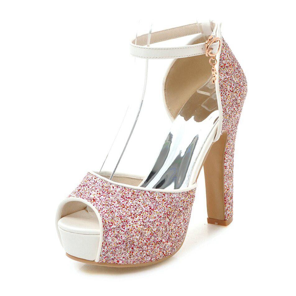 Summer Women's Peep Toe Sequins High Heels-shoe-Bennys Beauty World