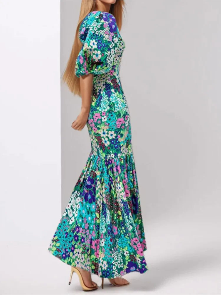 Fashion Print Dress For Women Casual O-Neck Dresses-Dresses-Bennys Beauty World