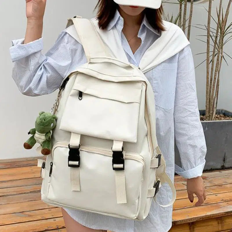 Backpacks Preppy Students Backpack Large Capacity Button Travel Bag-backpack-Bennys Beauty World