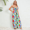 Women's Loose Fit Dress Floral Print Backless Maxi Dress