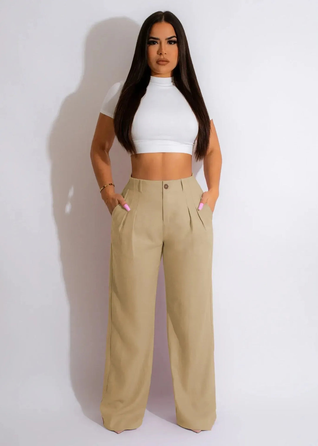 Women's High Waist Cotton Linen Wide Leg Trousers-Bennys Beauty World