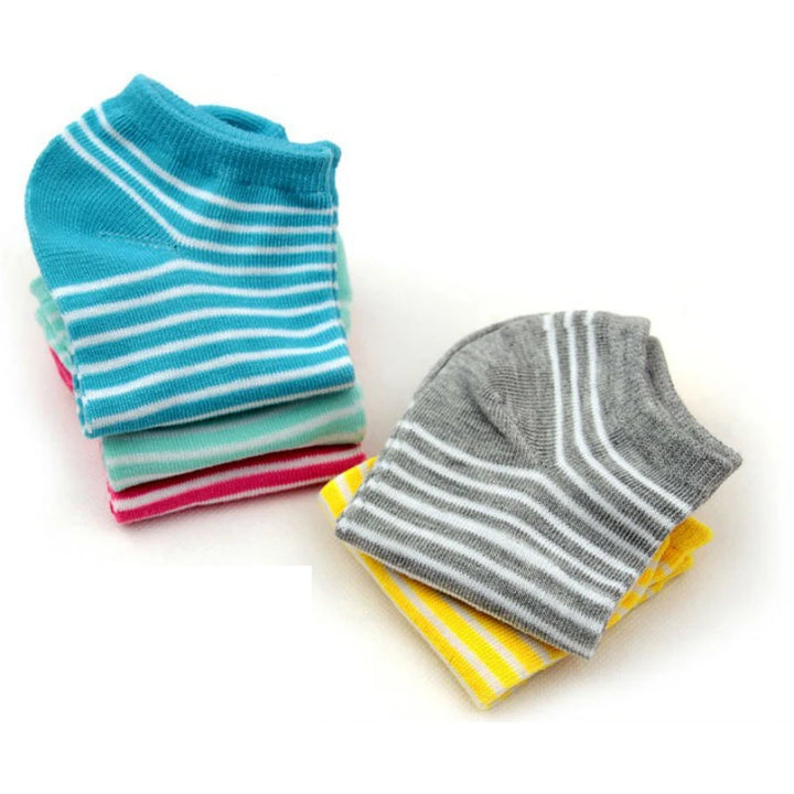 10Pairs Candy Color Striped Socks Casual & Breathable Ankle Socks