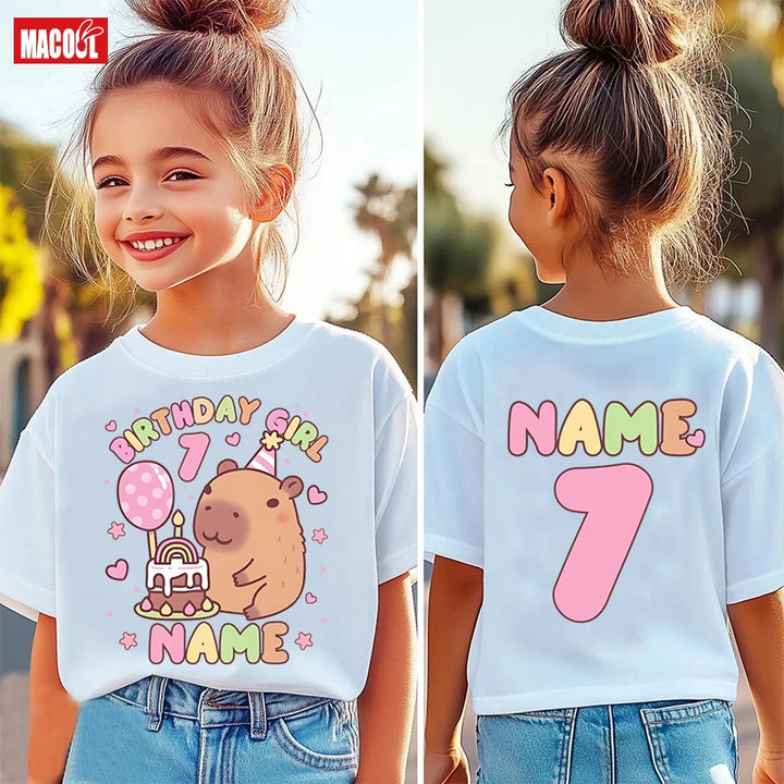 Girls Birthday T-Shirt | Personalized Name &amp; Age | Kids &amp; Adult Sizes