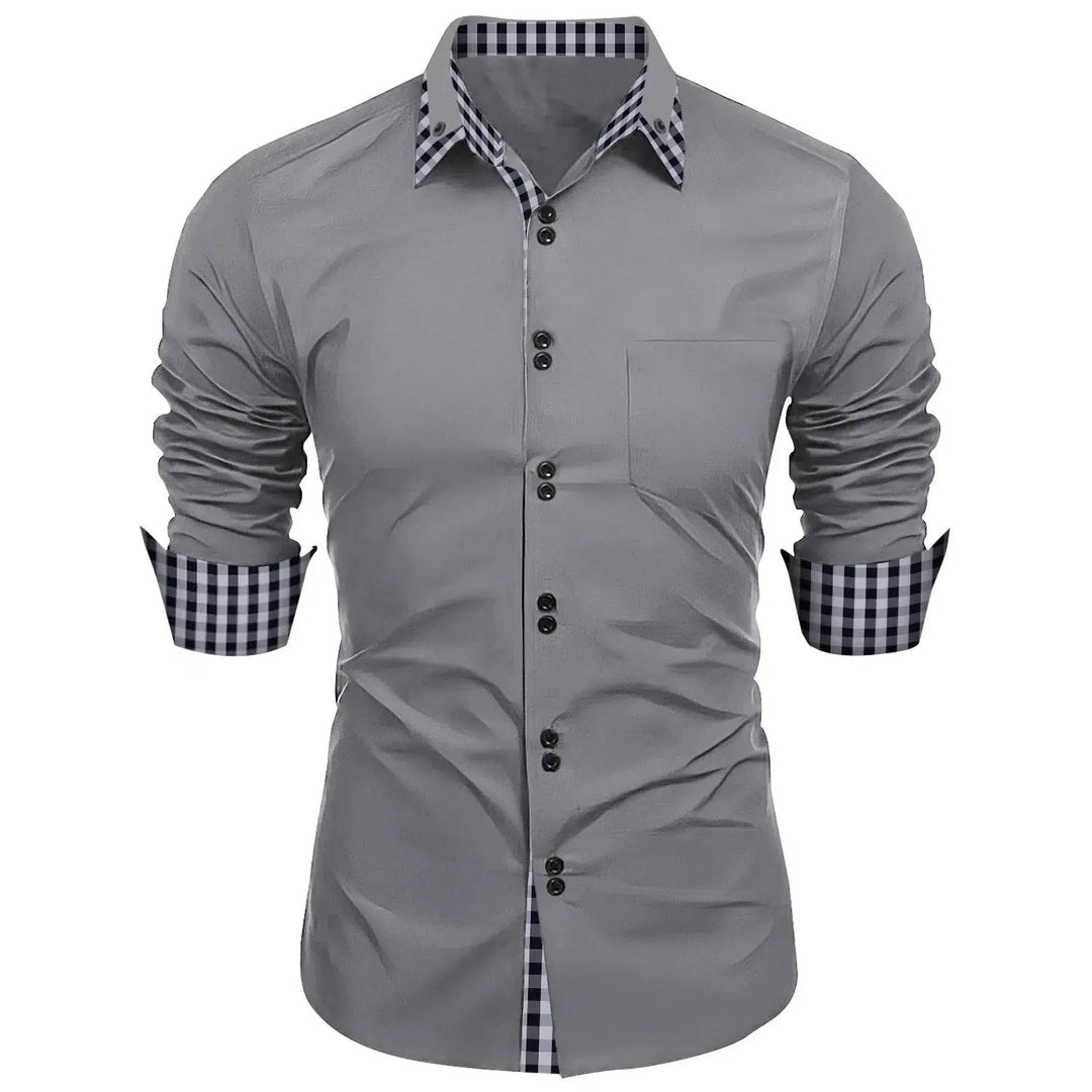 Cross-border new fashion trend men's spring autumn men's plaid shirt-Shirts-Bennys Beauty World