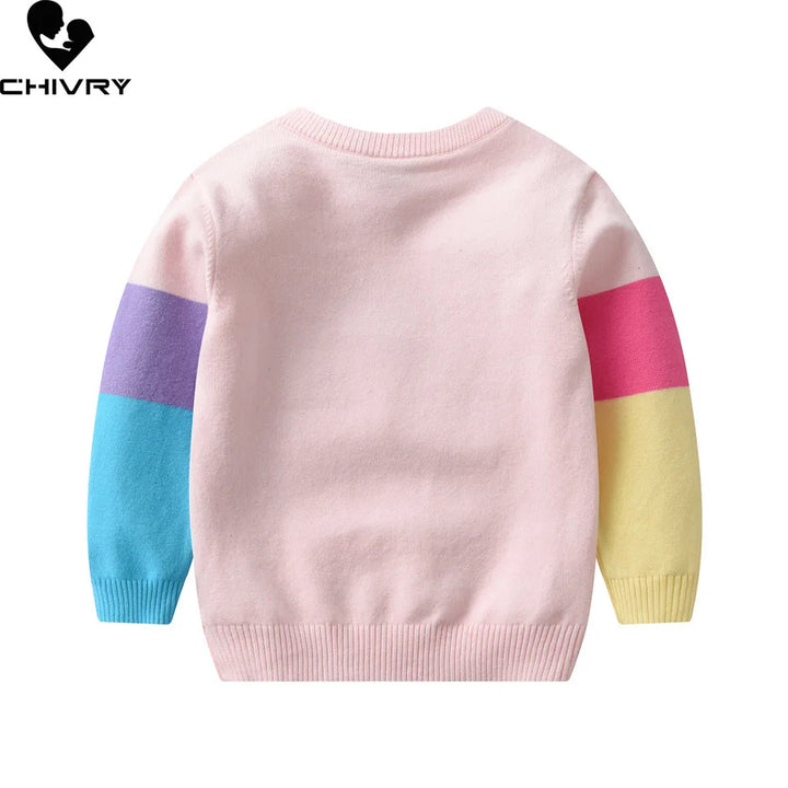 Kids Cartoon Rainbow Sequins Sweater