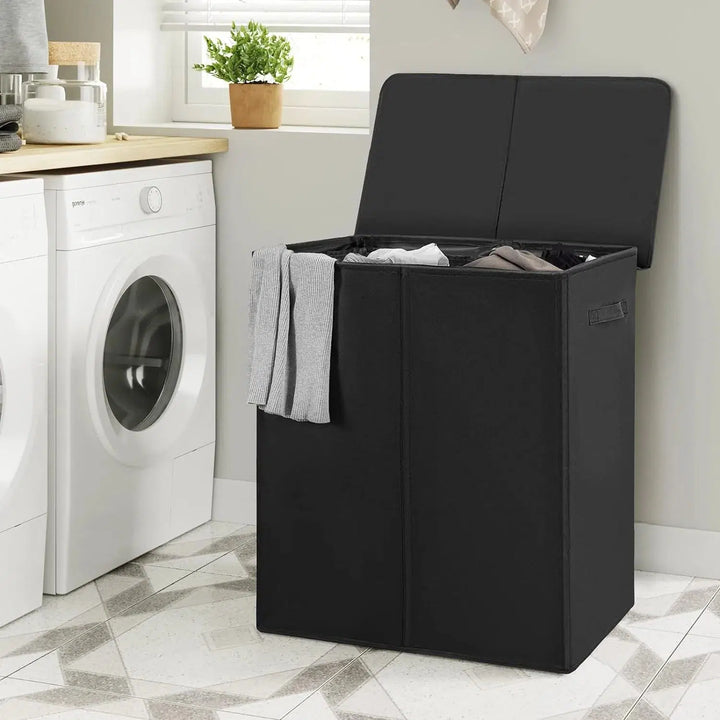 Double Laundry Hamper with Lid and Removable Laundry Bags