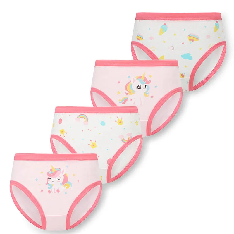 Girls Cotton Cartoon Underwear 4-Pack