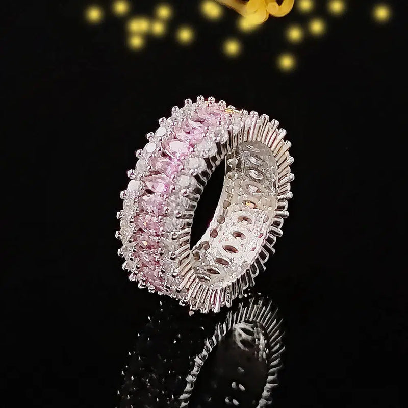 Luxury Round Princess Silver Color Aesthetic Eternity Band-Rings-Bennys Beauty World