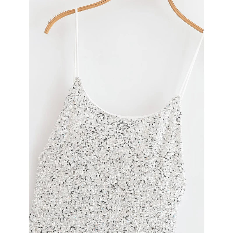 Women's Sequin Maxi Dress With Spaghetti Strap