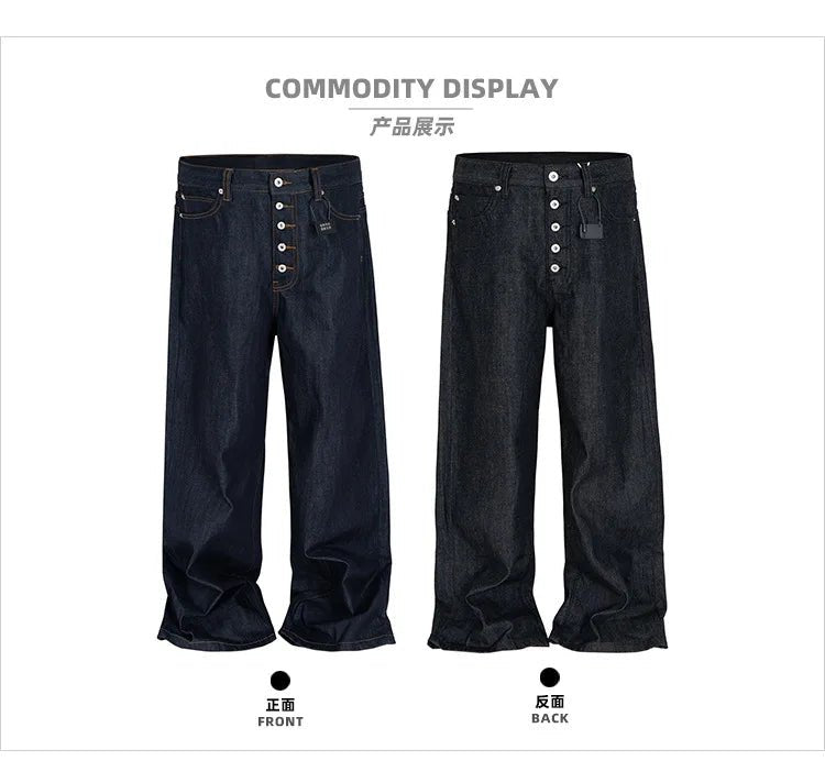 MIJKO High Street Dark Blue Straight Leg Denim Jeans | Unisex - Bennys Beauty World