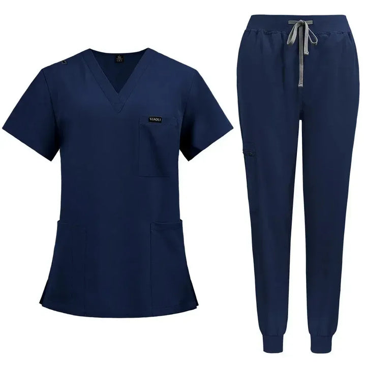 Women's Medical Scrub Set – V-Neck Clinical Uniform with Pockets-Scrubs-Bennys Beauty World