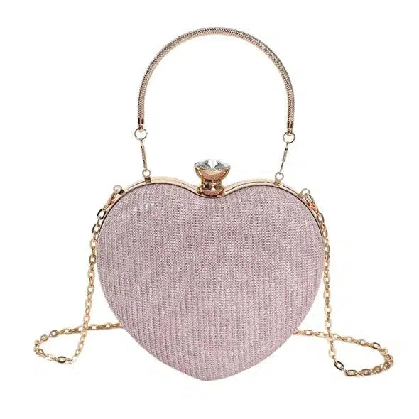 Evening Clutch Bag Women Bag Shiny Handbag Heart Shaped Bags-bag-Bennys Beauty World