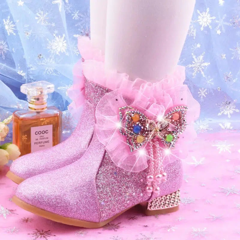 Princess Ankle Boots Plus Velvet Cotton Boots For Children-Shoes-Bennys Beauty World